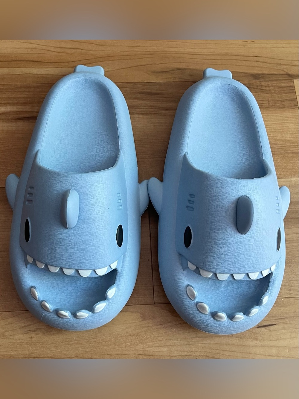 “Cute Kawaii Shark Slides Pastel Blue Foam Slippers” Size (6-7)